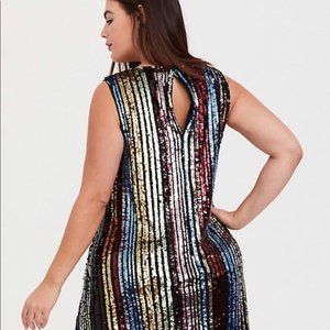 Festive Party Dress!  Rainbow sequined mini dress from Torrid.